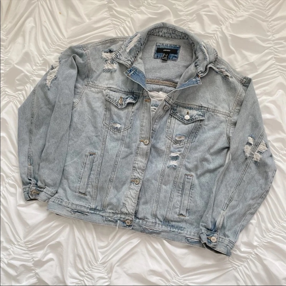 oversized distressed jean jacket